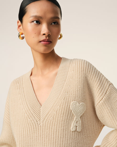 AMI PARIS Sweater in college ribs wool Unisex Apparel